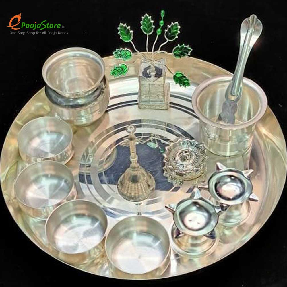 German Silver Plated Pooja set